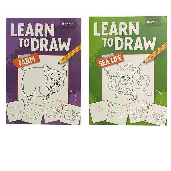 Beginners Learn To Draw Book Easy Step By Step Tutorials Books Farm & Sea Life - Picture 1 of 2